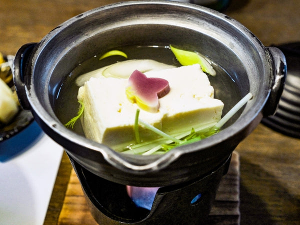 Yudofu, simmered tofu in a pot