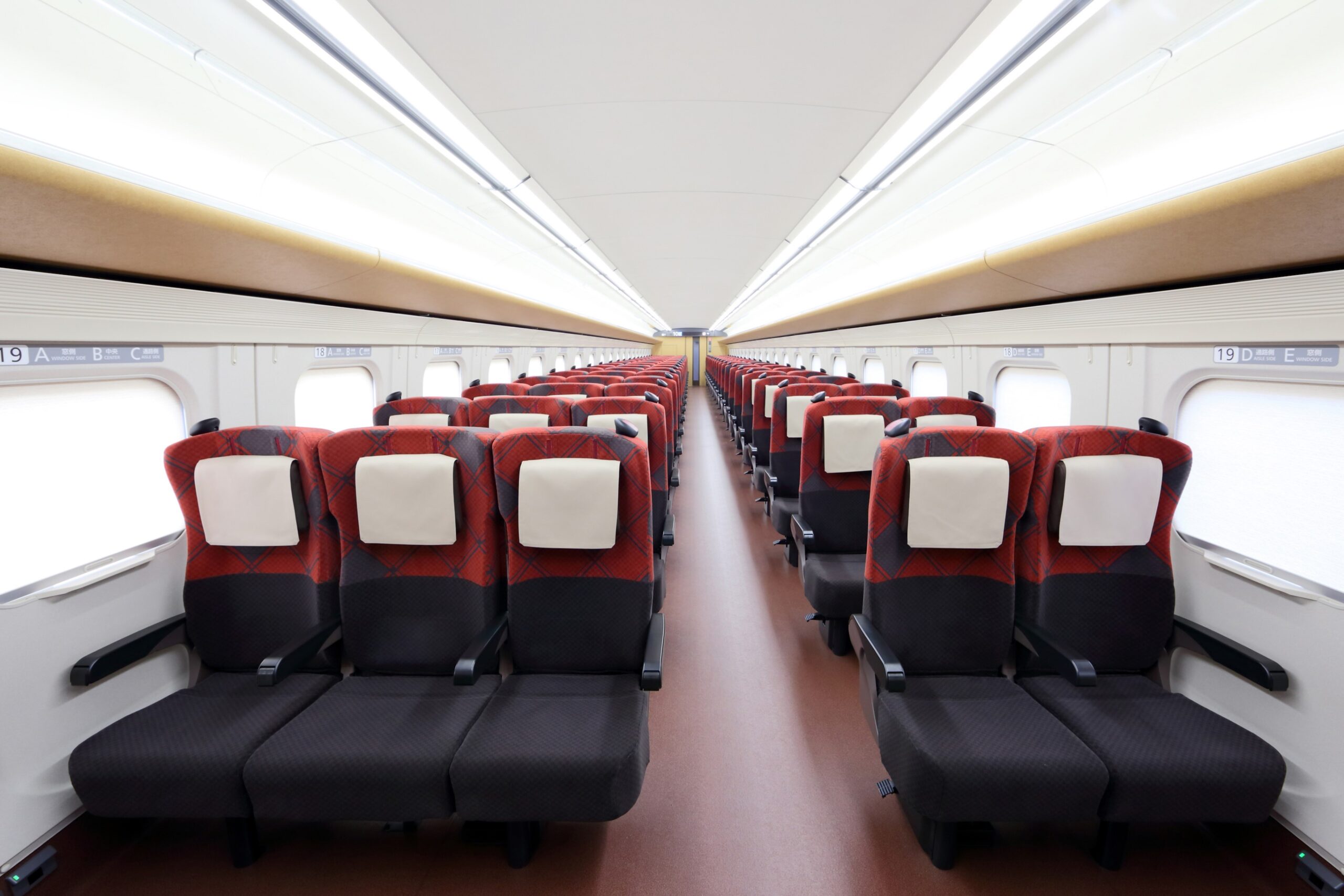 Seats in the Ordinary Car of an E7 Series Shinkansen