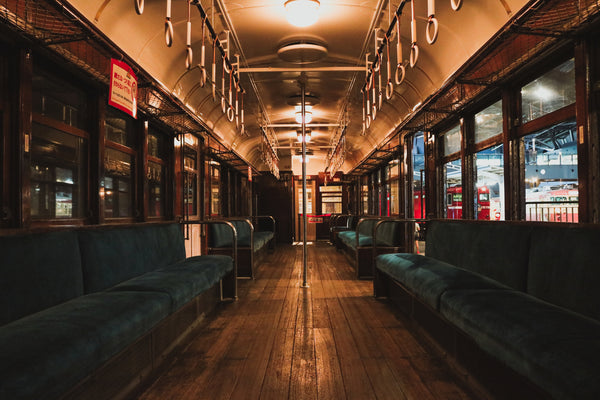 Inside of an old train display