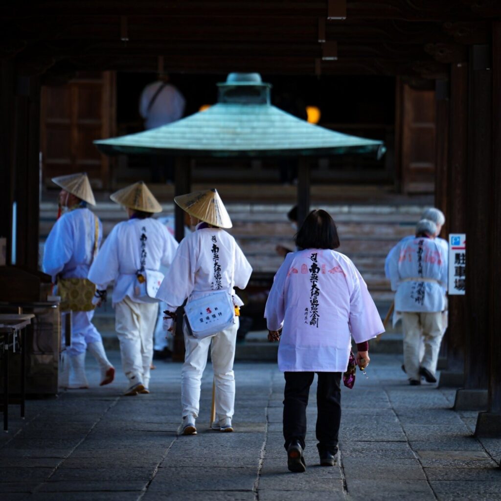 Pilgrims in one of the 88 sacred sites in Shikoku