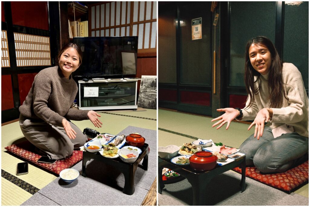 Eating local dinner at a homestay