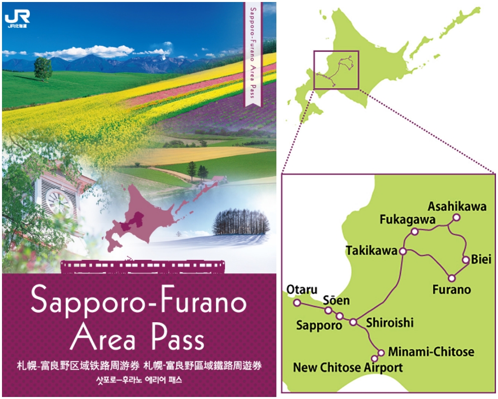 The Sapporo-Furano Area Pass and its valid area. | © Hokkaido Railway Company 