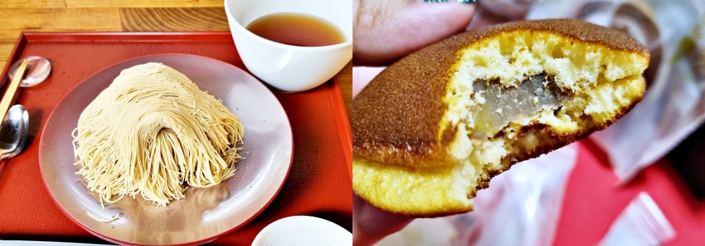 Chestnut mont blanc cake and dorayaki are seasonal autumn desserts. | © Carissa Loh